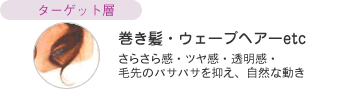 巻き髪・ウェーブヘアー、さらさら、ツヤ、透明感、毛先のパサパサ